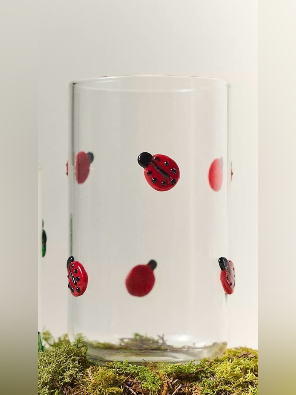 NEW Anthropologie The Love Notes Icon Tumbler Glass, Ladybug